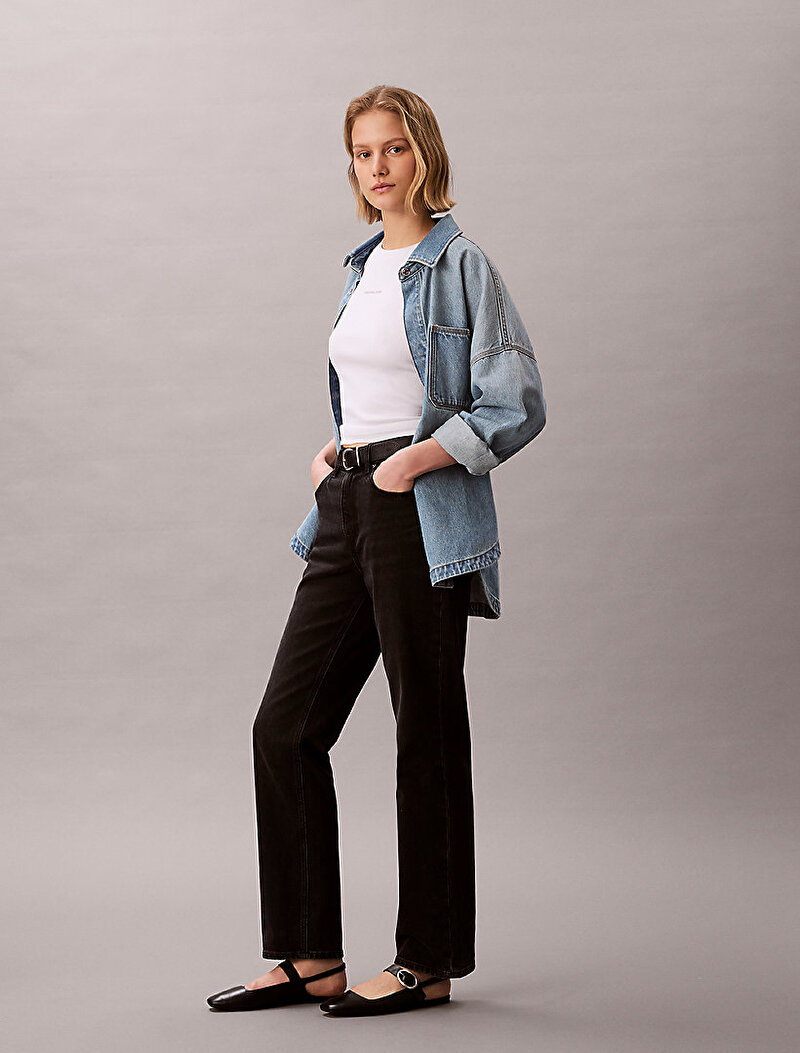 Calvin Klein Siyah Renkli Kadın High Rise Straight Jean Pantolon