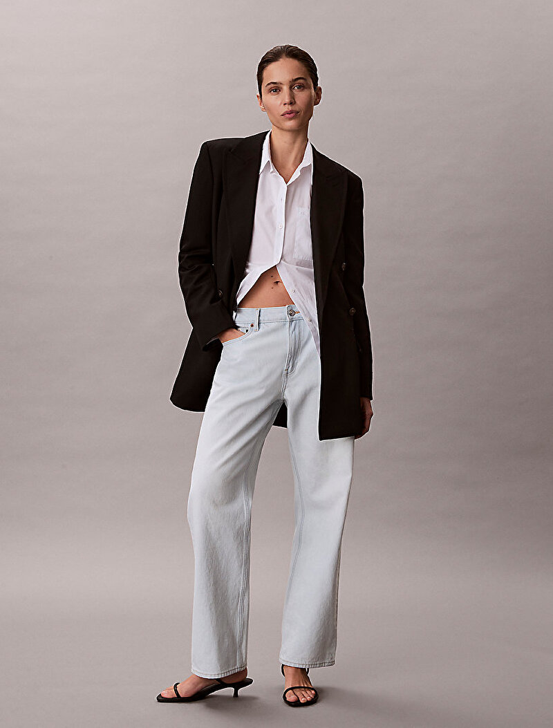 Calvin Klein Mavi Renkli Kadın 90s Straight Bleache Jean Pantolon