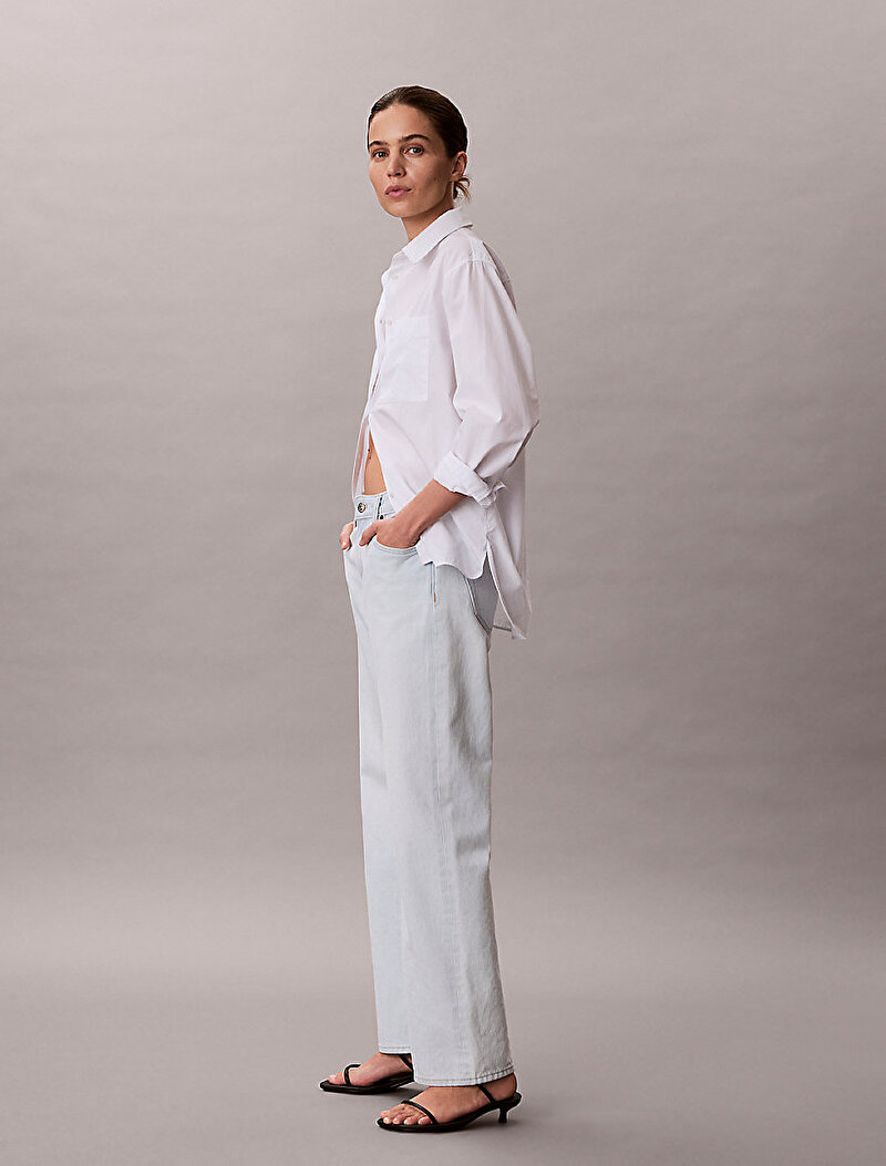 Calvin Klein Mavi Renkli Kadın 90s Straight Bleache Jean Pantolon