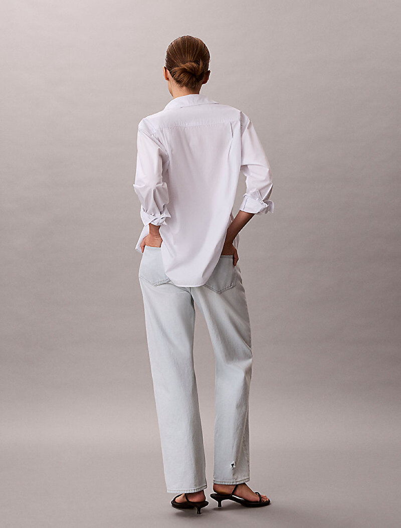 Calvin Klein Mavi Renkli Kadın 90s Straight Bleache Jean Pantolon