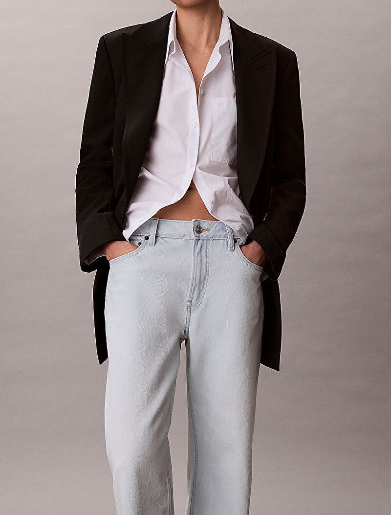 Calvin Klein Mavi Renkli Kadın 90s Straight Bleache Jean Pantolon