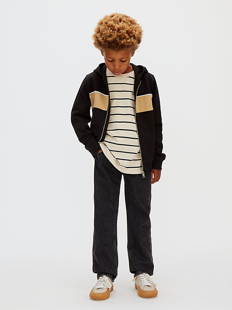 Calvin Klein Siyah Renkli Erkek Çocuk Panel Colorblock Sweatshirt