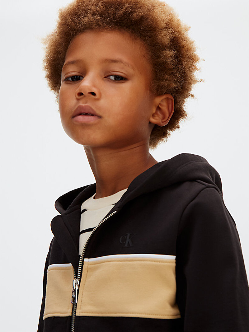 Calvin Klein Siyah Renkli Erkek Çocuk Panel Colorblock Sweatshirt
