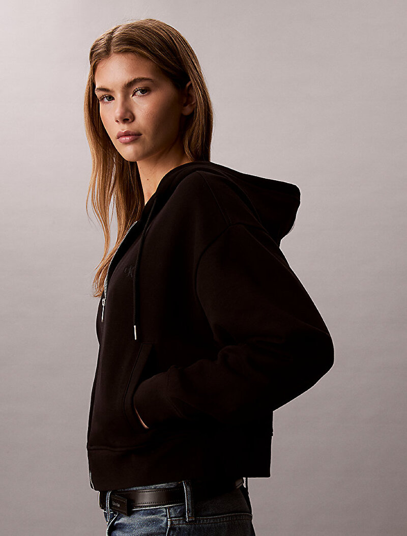 Calvin Klein Siyah Renkli Kadın Monogram Terry Sweatshirt