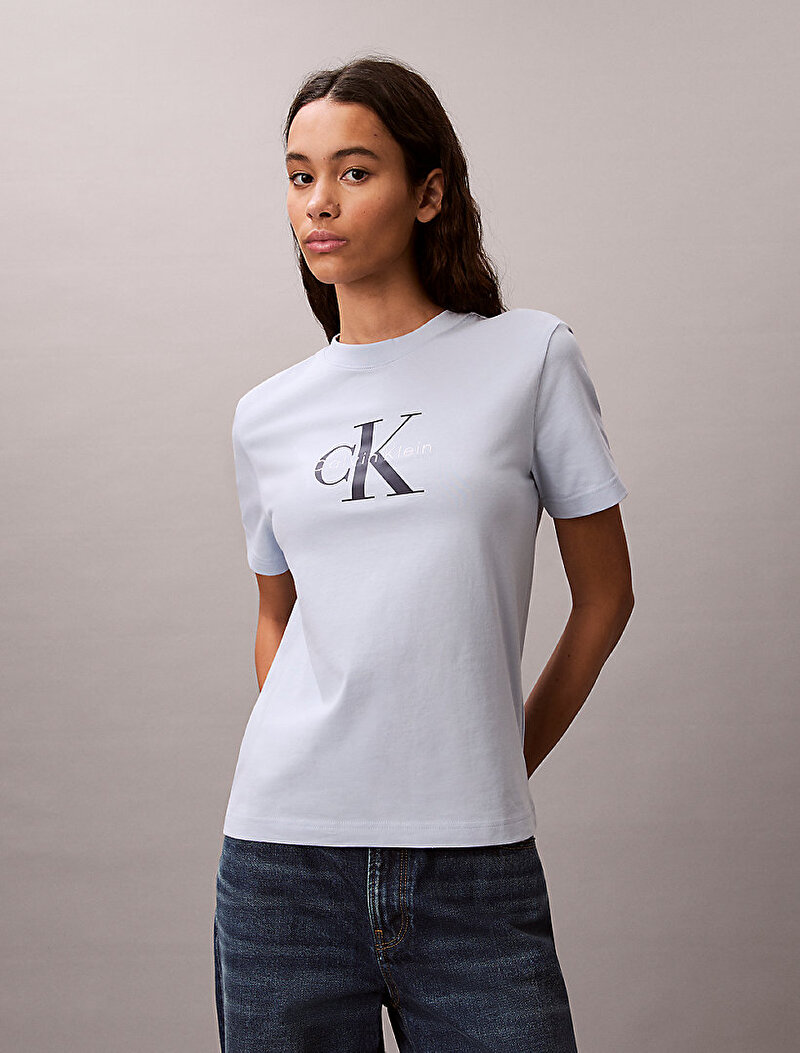 Calvin Klein Mavi Renkli Kadın Hero Classic Mono T-shirt