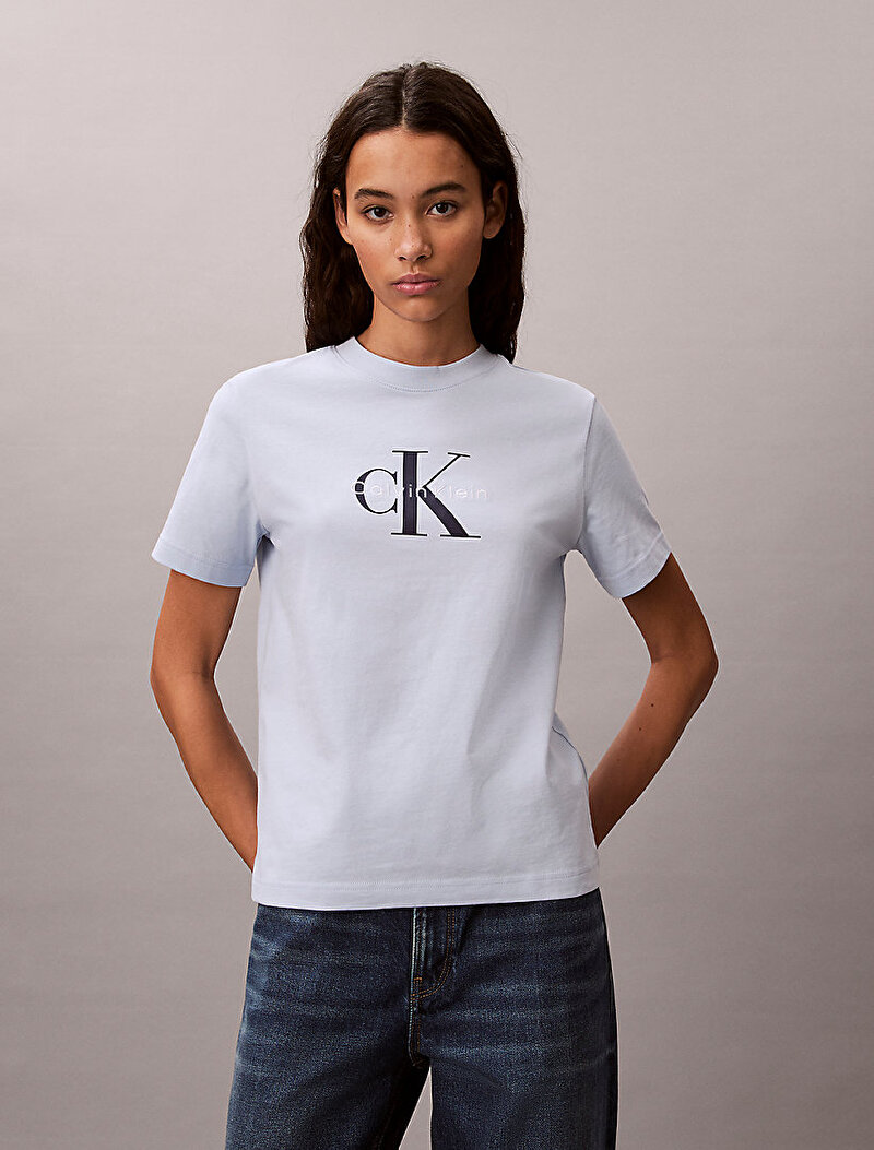 Calvin Klein Mavi Renkli Kadın Hero Classic Mono T-shirt