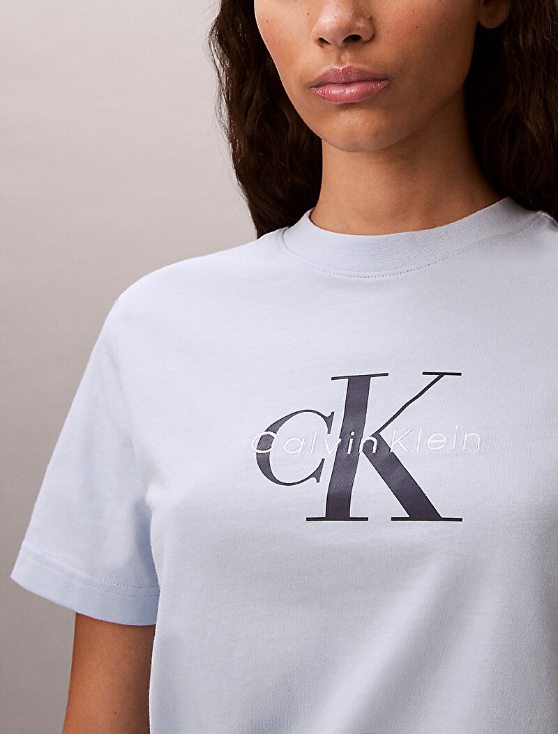 Calvin Klein Mavi Renkli Kadın Hero Classic Mono T-shirt