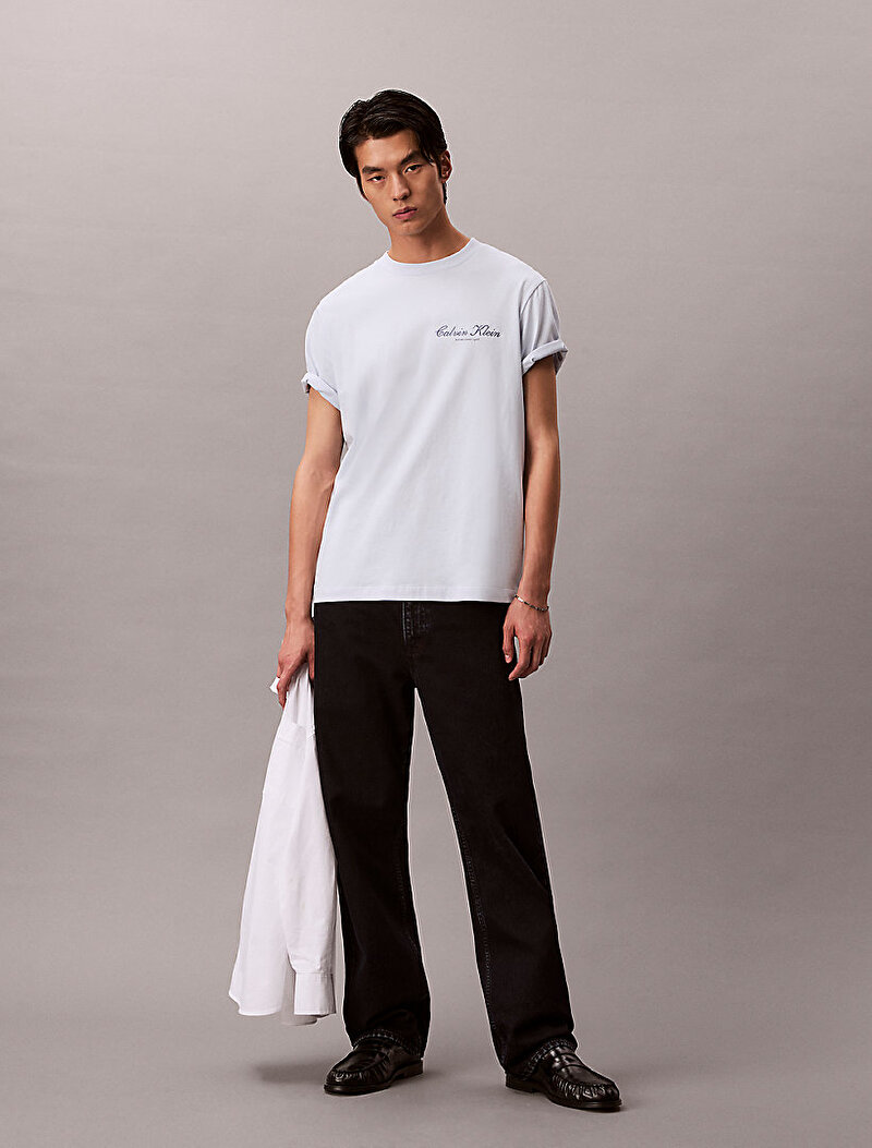 Calvin Klein Beyaz Renkli Erkek 20s March Graphic T-shirt