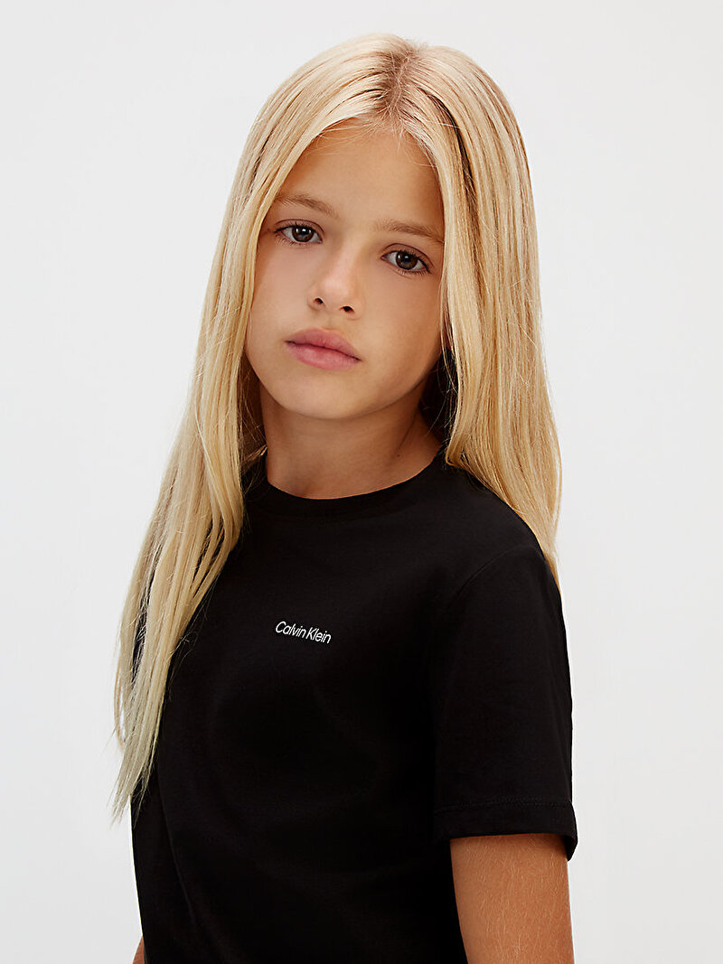Calvin Klein Siyah Renkli Çocuk Unisex Chest Logo T-shirt