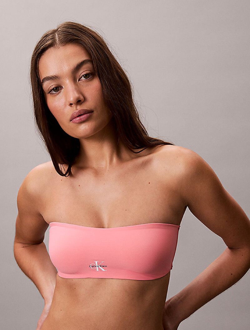 Calvin Klein Pembe Renkli Kadın Bandeau Bikini Üstü