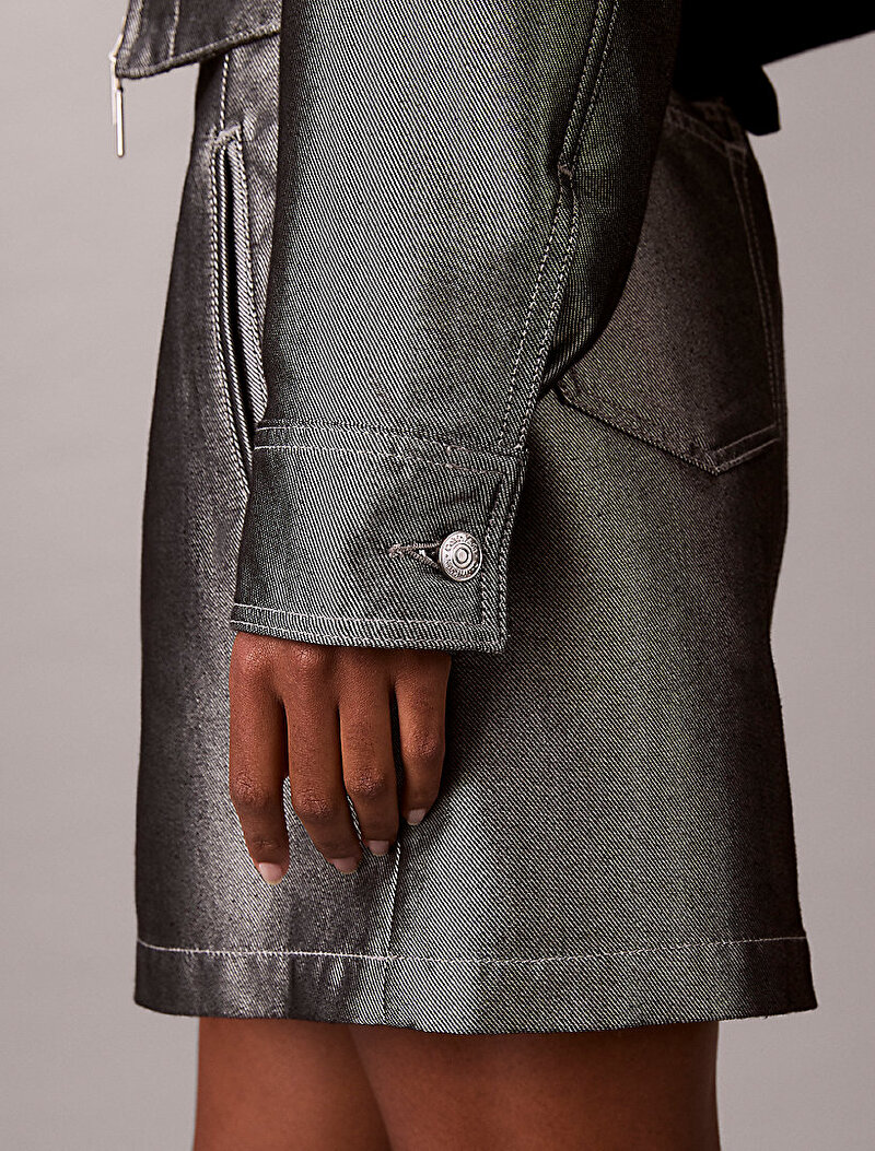 Calvin Klein Gri Renkli Kadın Denim Bomber Ceket