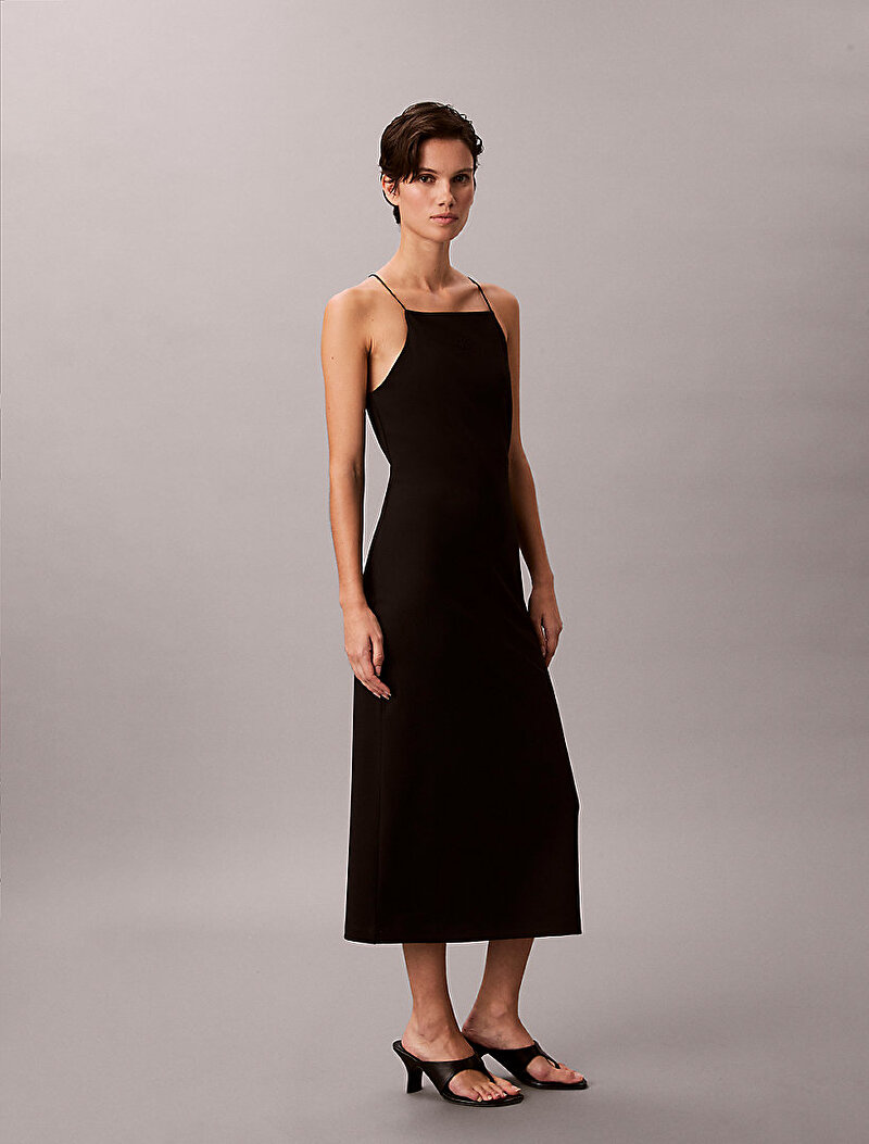 Calvin Klein Siyah Renkli Kadın Ponte Monogram Elbise