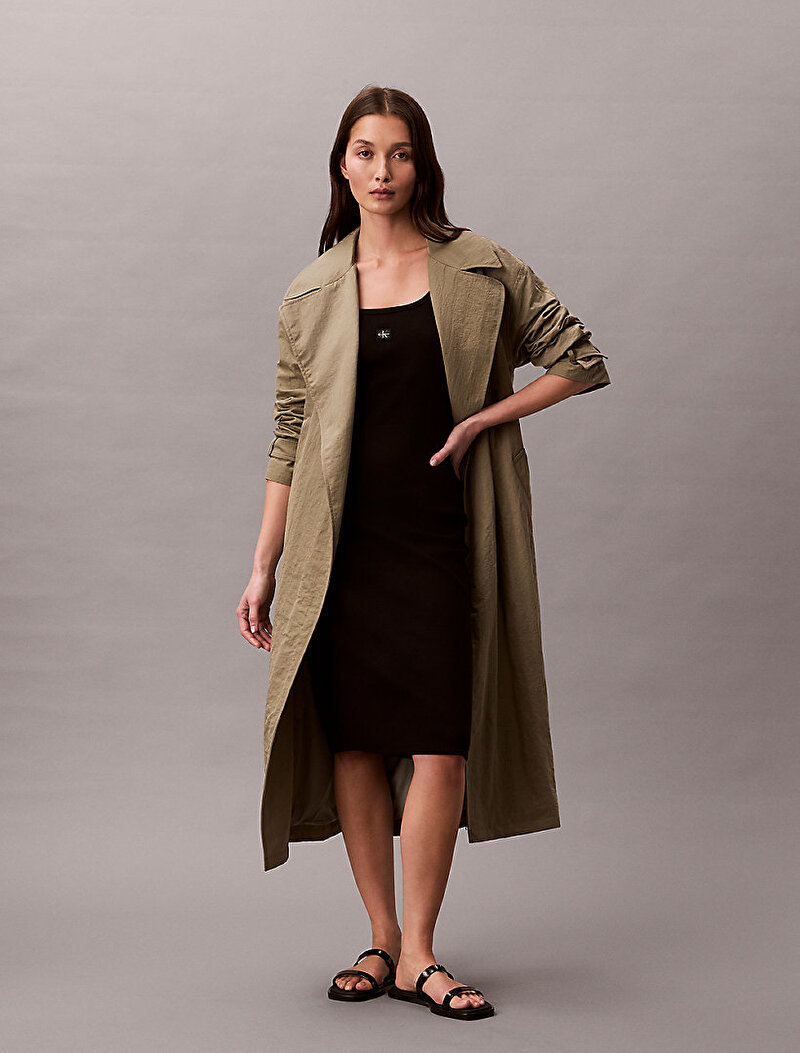 Calvin Klein Siyah Renkli Kadın Baby Woven Rib Elbise