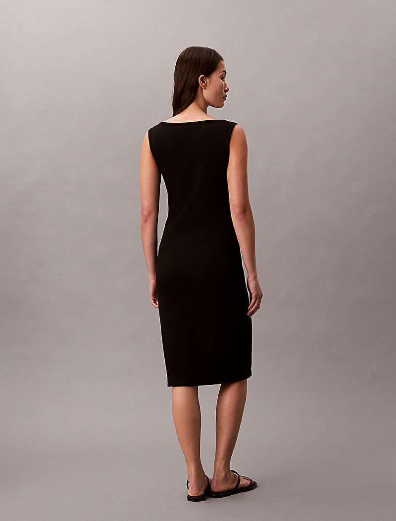 Calvin Klein Siyah Renkli Kadın Baby Woven Rib Elbise