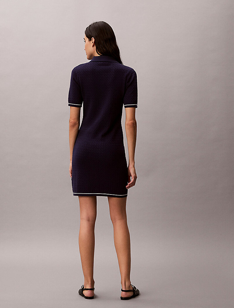 Calvin Klein Lacivert Renkli Kadın Microcable Mini Elbise