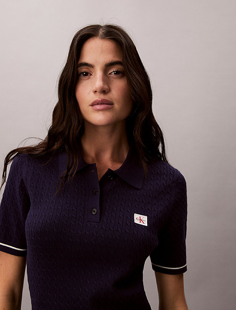 Calvin Klein Lacivert Renkli Kadın Microcable Mini Elbise