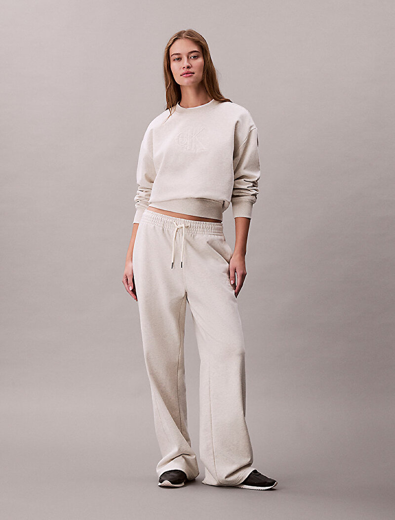 Calvin Klein Mavi Renkli Kadın Embossed Monologo Sweatshirt