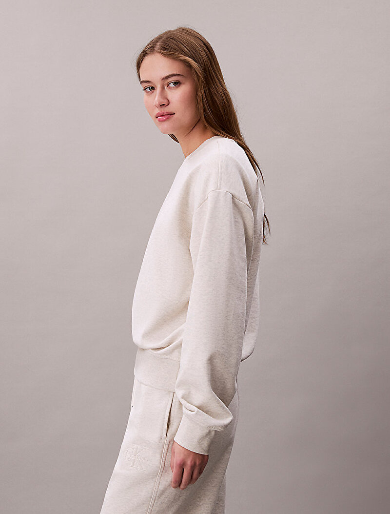 Calvin Klein Mavi Renkli Kadın Embossed Monologo Sweatshirt