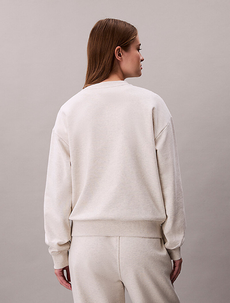 Calvin Klein Mavi Renkli Kadın Embossed Monologo Sweatshirt