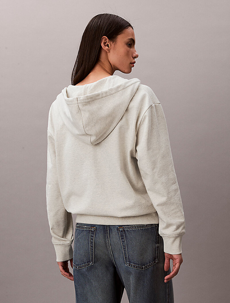 Calvin Klein Gri Renkli Kadın Embossed Monologo Sweatshirt