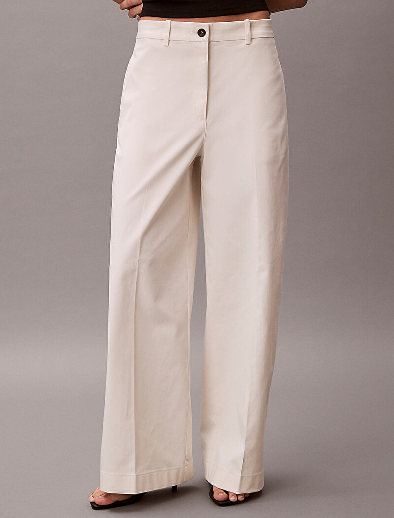 Calvin Klein Beyaz Renkli Kadın Baggy Chino Fashion Pantolon