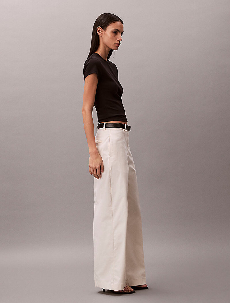 Calvin Klein Beyaz Renkli Kadın Baggy Chino Fashion Pantolon