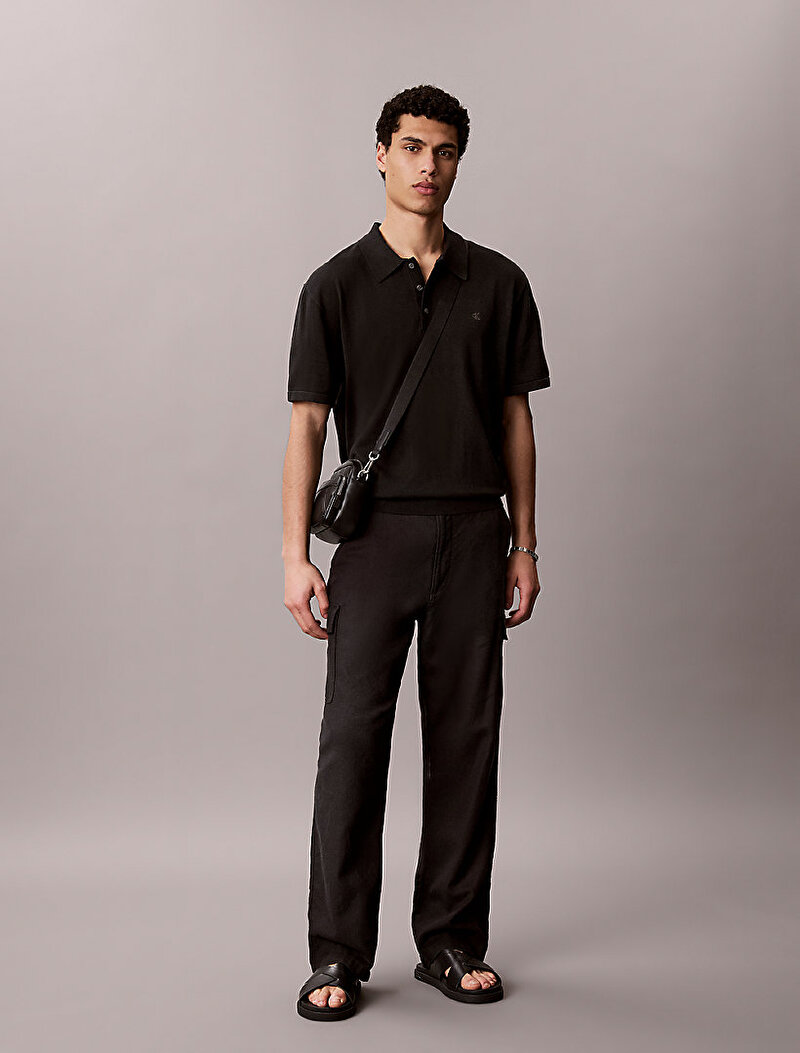 Calvin Klein Siyah Renkli Erkek Emblem Çapraz Çanta