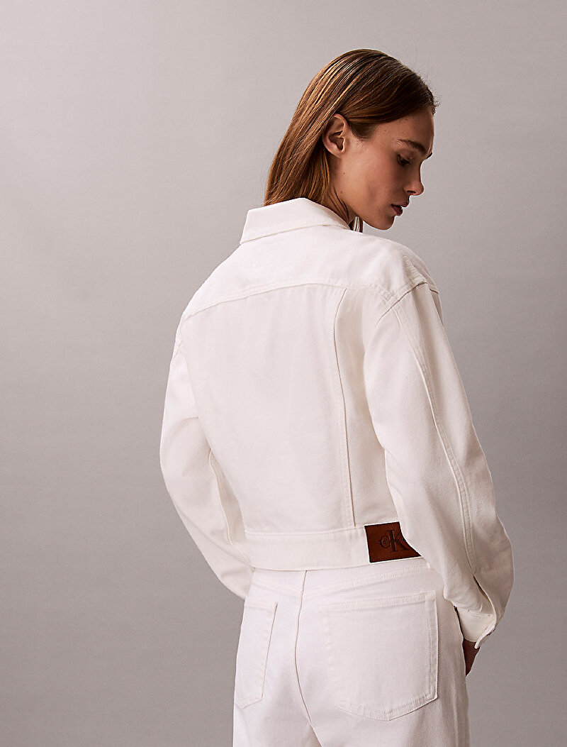 Calvin Klein Beyaz Renkli Kadın 90s Trucker Chalk Denim Ceket