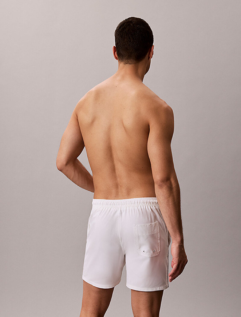 Calvin Klein Beyaz Renkli Erkek Medium Drawstring Deniz Şortu