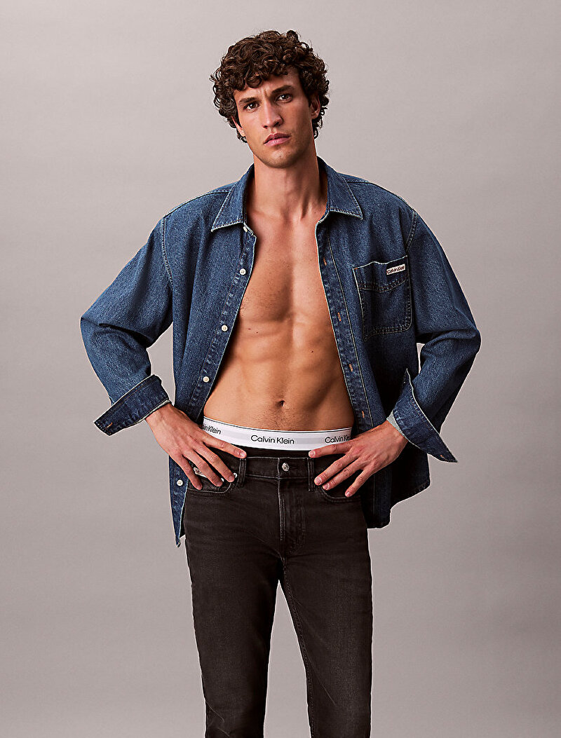 Calvin Klein Siyah Renkli Erkek Slim Taper Black Oil Jean Pantolon