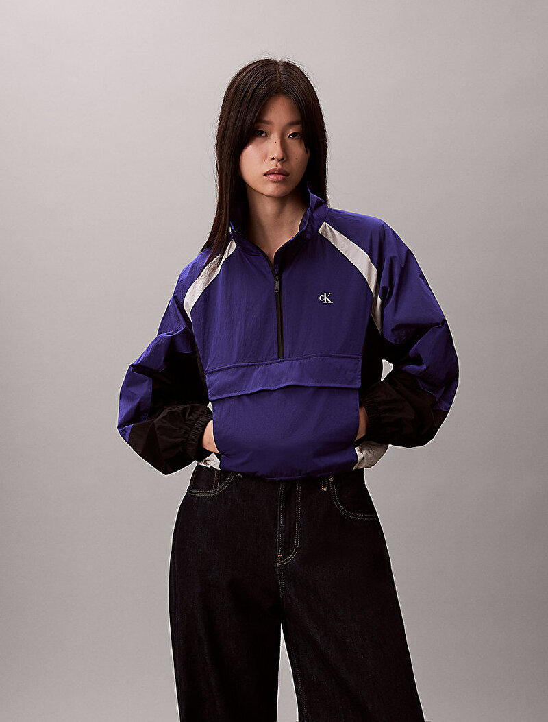 Calvin Klein Mor Renkli Kadın Short Coloblock Rüzgarlık Ceket