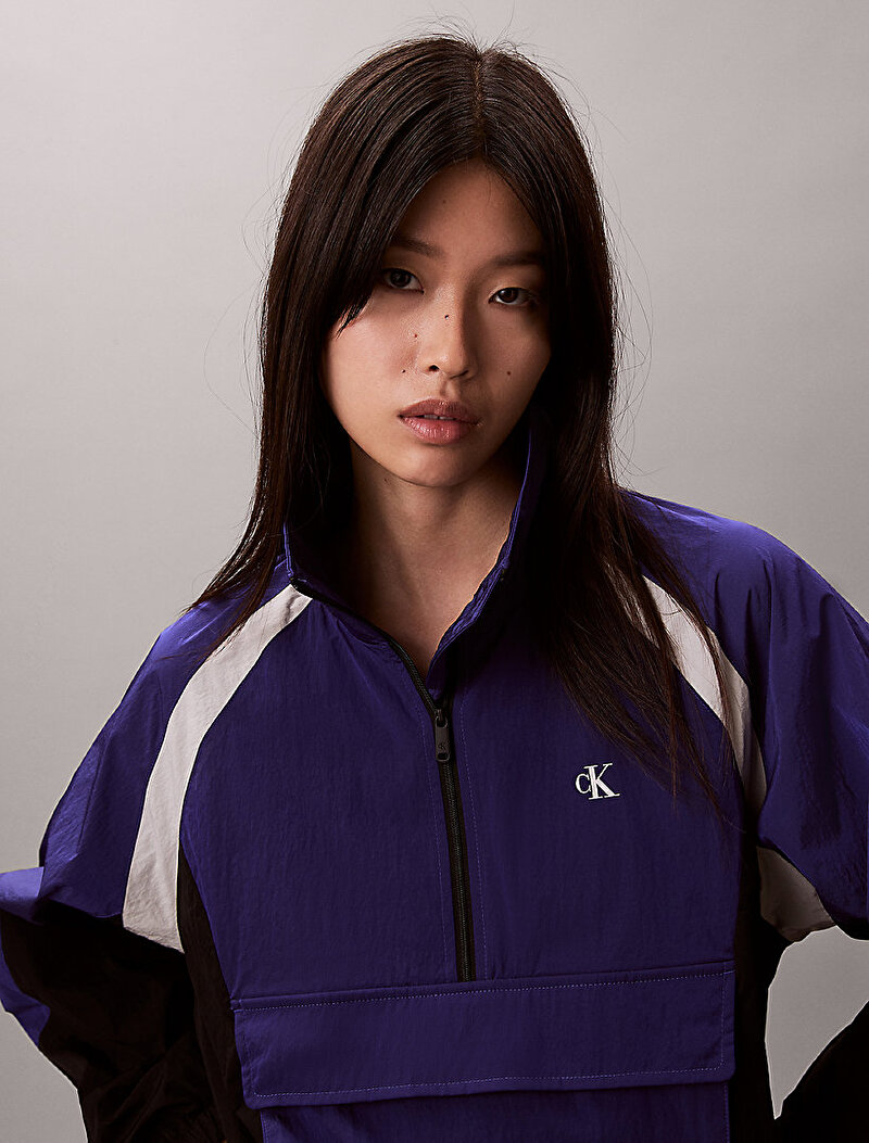 Calvin Klein Mor Renkli Kadın Short Coloblock Rüzgarlık Ceket