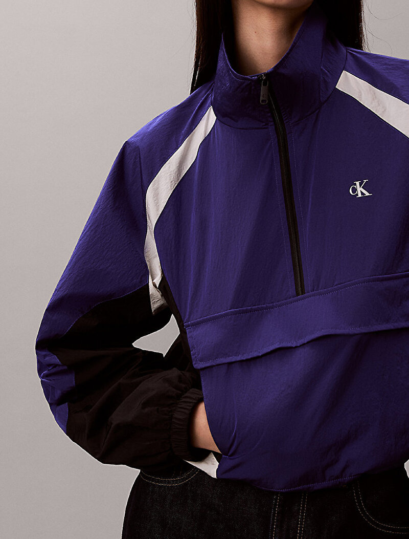 Calvin Klein Mor Renkli Kadın Short Coloblock Rüzgarlık Ceket