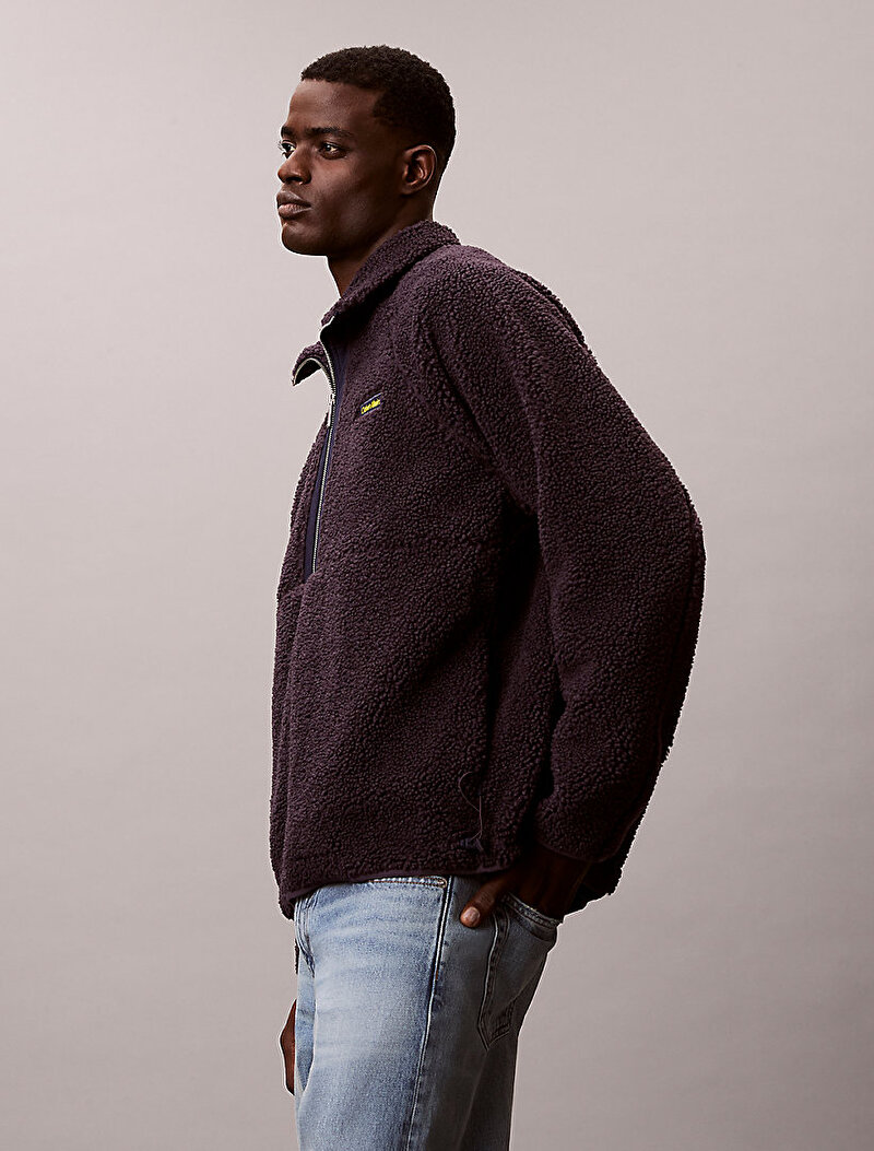 Calvin Klein Kahverengi Renkli Erkek Sherpa Roll Neck Sweatshirt