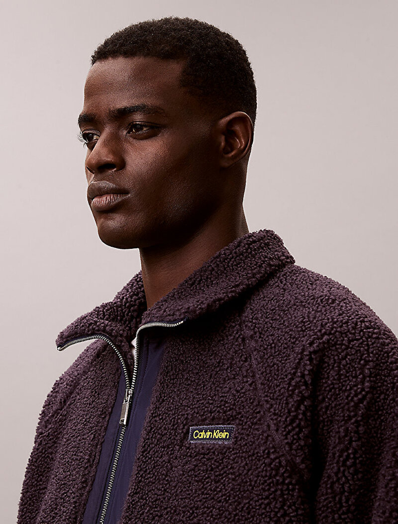 Calvin Klein Kahverengi Renkli Erkek Sherpa Roll Neck Sweatshirt