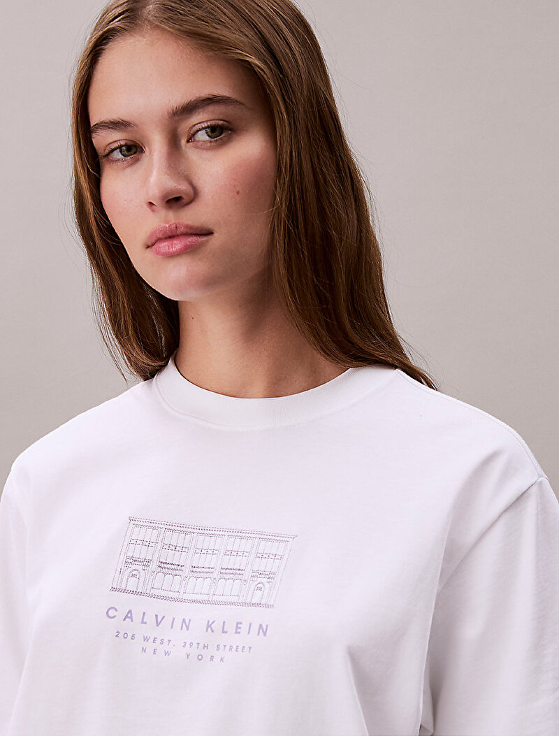 Calvin Klein Beyaz Renkli Kadın Seasonal Graphic T-shirt