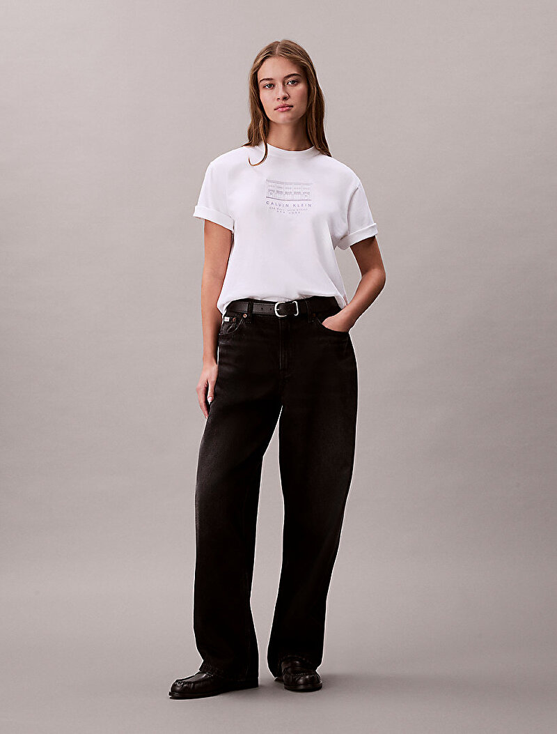 Calvin Klein Beyaz Renkli Kadın Seasonal Graphic T-shirt