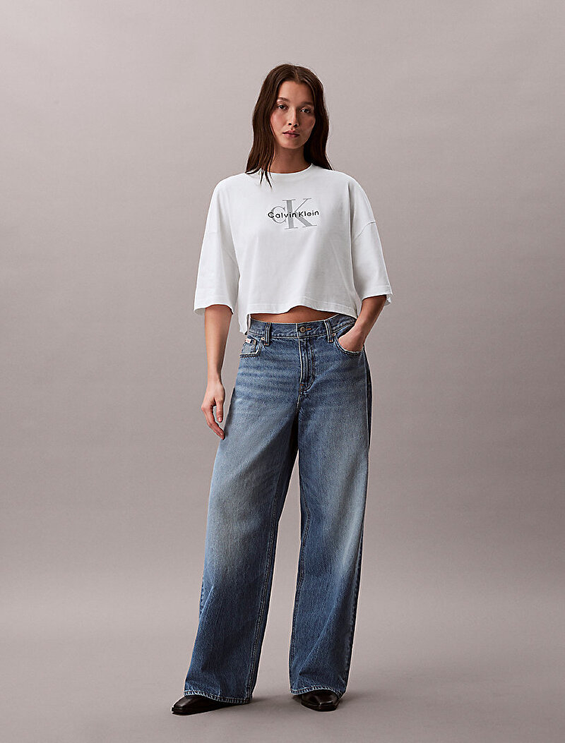 Kadın Boxy Crop Monologo T-shirt