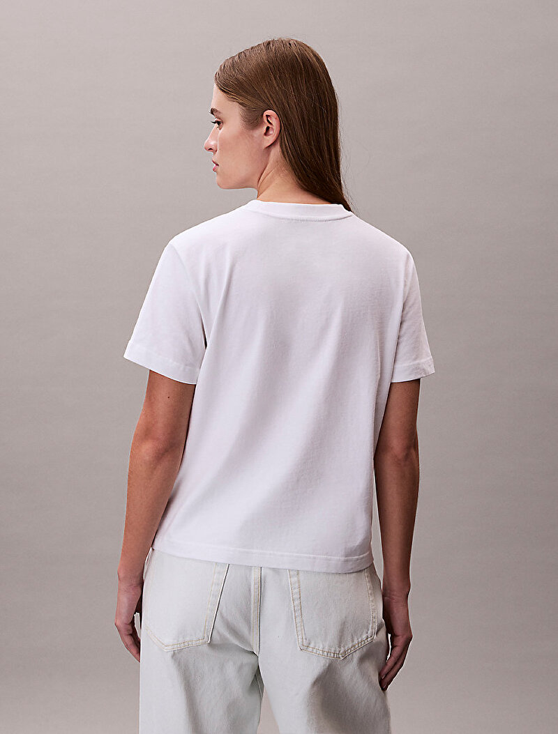 Calvin Klein Beyaz Renkli Kadın Hero Classic Monologo T-shirt