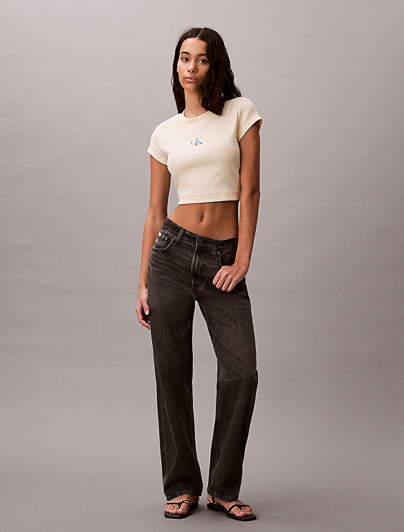 Kadın Stripped Monologo T-shirt