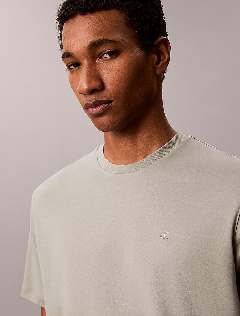 Calvin Klein Gri Renkli Erkek Supima Chest T-shirt