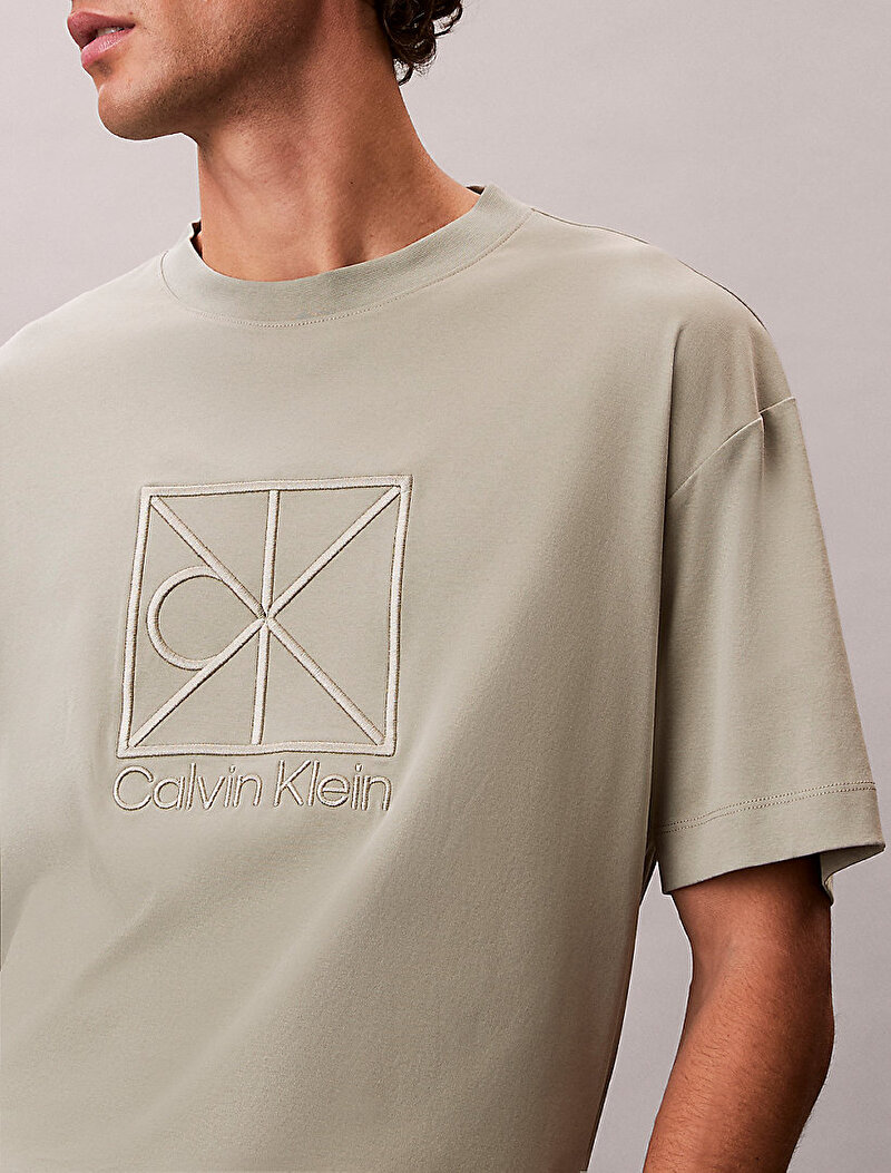 Calvin Klein Haki Renkli Erkek Relaxed Premium T-shirt