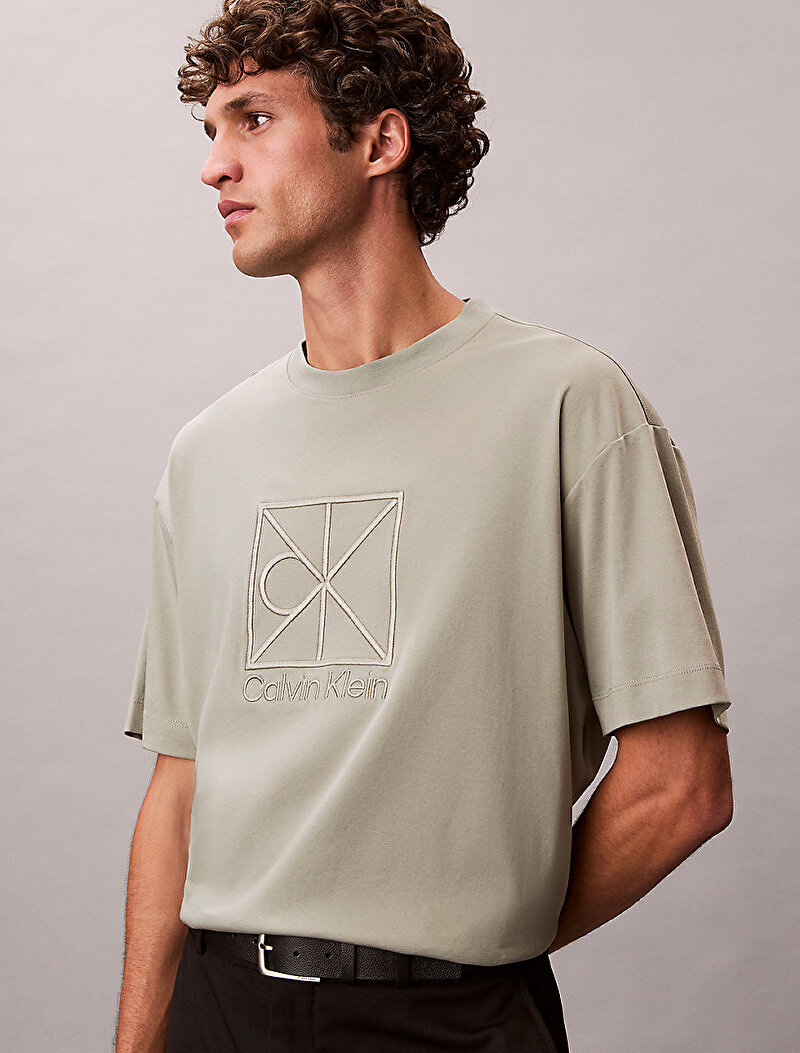 Calvin Klein Haki Renkli Erkek Relaxed Premium T-shirt