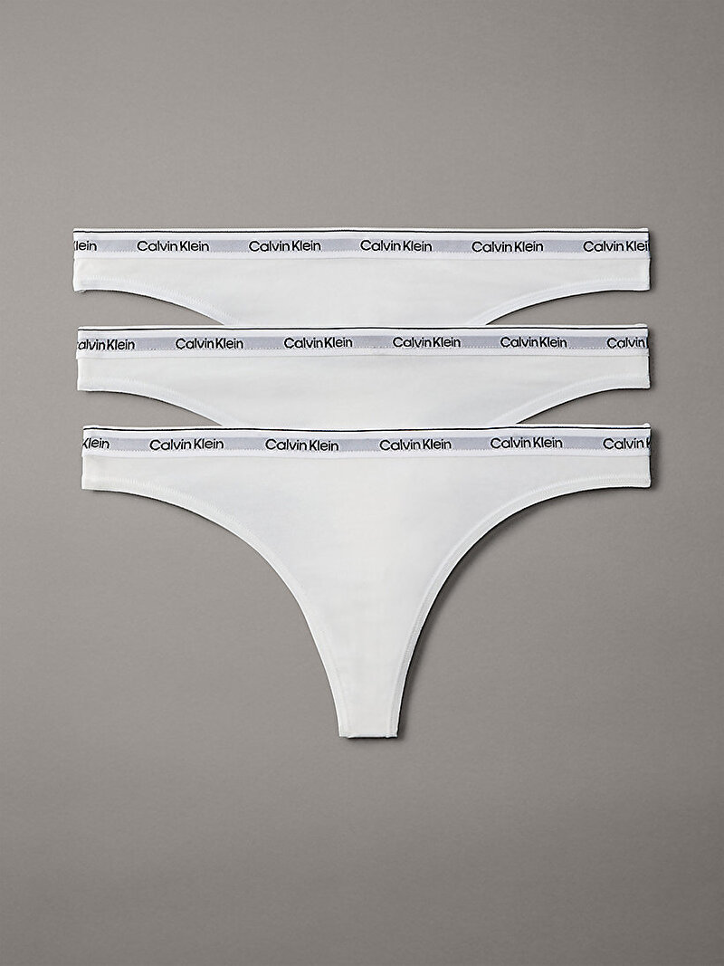 Calvin Klein Beyaz Renkli Kadın 3'lü Paket Tanga