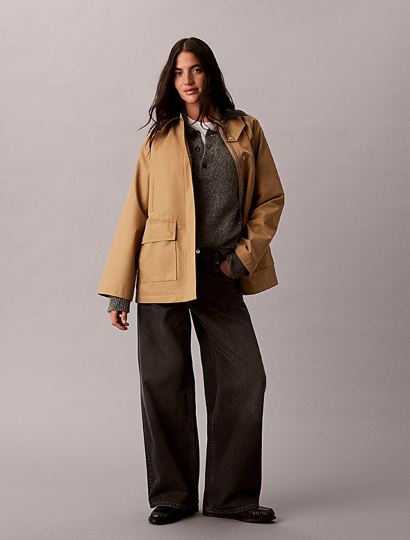 Calvin Klein Bej Renkli Kadın Classic Cotton Twill Ceket