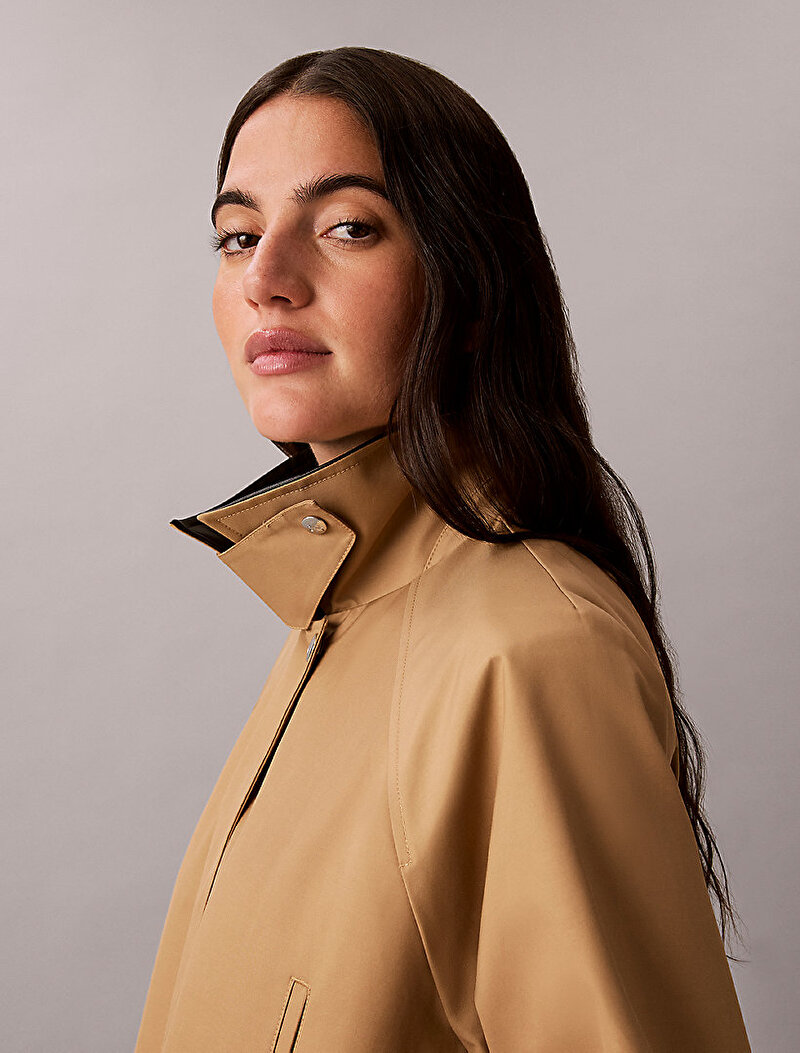 Calvin Klein Bej Renkli Kadın Classic Cotton Twill Ceket