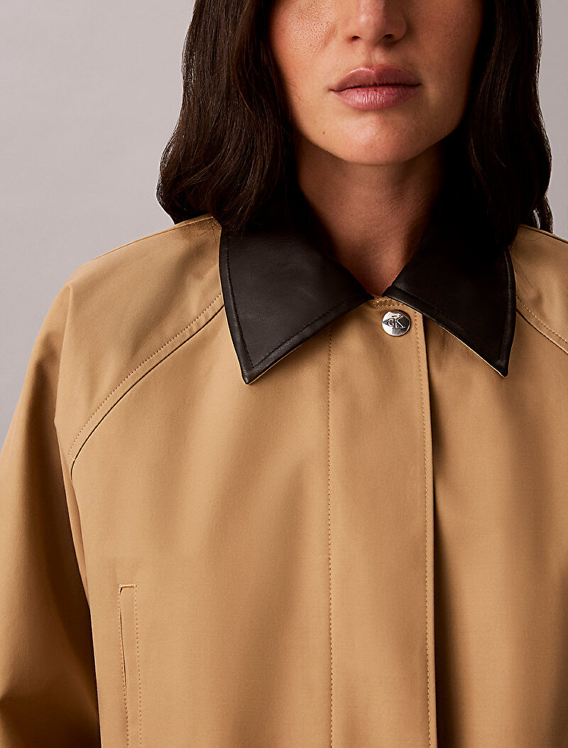 Calvin Klein Bej Renkli Kadın Classic Cotton Twill Ceket