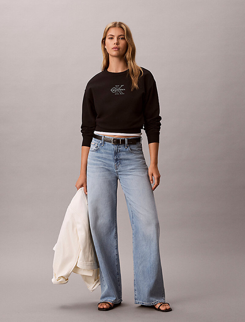 Calvin Klein Siyah Renkli Kadın CK Foil Crew Sweatshirt