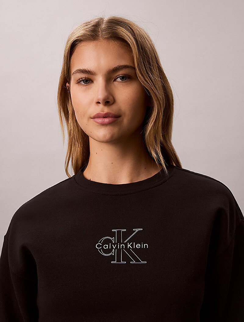 Calvin Klein Siyah Renkli Kadın CK Foil Crew Sweatshirt