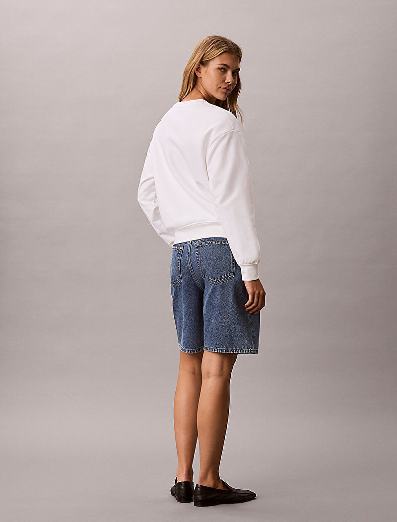 Calvin Klein Beyaz Renkli Kadın CK Foil Crew Sweatshirt